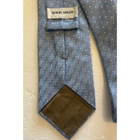 Giorgio Armani Blue Microdot 3.75” Silk Men’s Tie Made In Italy Necktie Designer - Picture 6 of 10